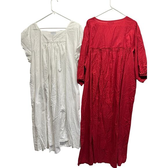 Lot of 2 Women Nightgowns Pajamagrams 2X Red White Cottage Cozy Cotton - Picture 8 of 8